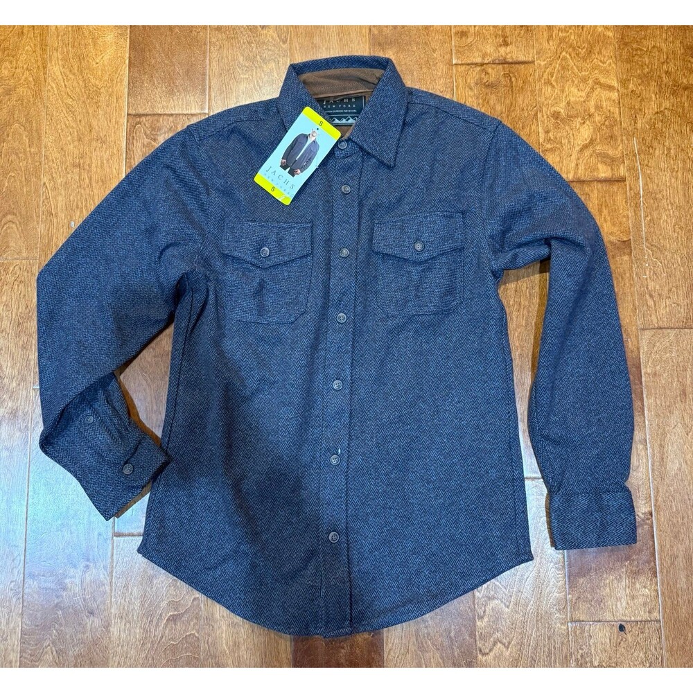 NEW Jachs New York navy/brown brushed flannel button down shirt small